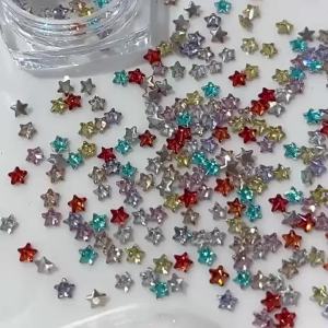 30 Chiếc 3D Zircon Móng Tay Nghệ Thuật Ren 3 Mm Nhiều Màu Sắc Ngôi Sao 5 Cánh Pentagram Y2K DIY Làm Móng Tay Trang Trí Kính Móng Tay Nghệ Thuật Phụ Kiện