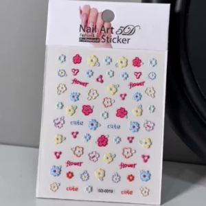 1Pcs 5D Embossed Flower/Butterfly Nail Art Stickers Floral/Letter//Rabbit/Strawberry Self-adhesive Decals Cute Manicure Slider #