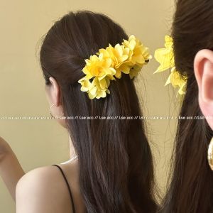 กิ๊บติดผมรูปฉลามขนาดใหญ่พร้อมดอกไม้ สไตล์มนต์รักหวาน สำหรับผู้หญิง กิ๊บติดผมสีสันสดใสแบบท่อตรง ทรงหางม้าน้ำเงิน ตกแต่งด้วยเลื่อม