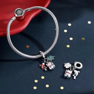 Chất Liệu Bạc 925 Hạt Charm Mèo May Mắn Cỏ Ba Lá Cá Chép Mặt Dây Chuyền Nữ Phù Hợp Với Vòng Tay Vòng Cổ Tự Làm Món Quà Trang Sức