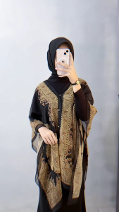Zavora OOTD Lebaran Outer Syal 3in1 Set Korean Hijab Style ( Bella Square + Outer + LongDress ) Setelan Hangout Kekinian - SET AB495
