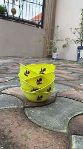 Set Mangkok Dinnerware Hijau Tahan Panas dengan Motif Ayam Jago - 12 Pcs
