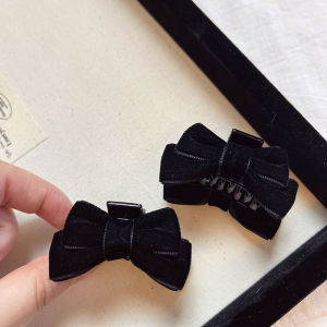 Black Velvet Butterfly Knot Small Hair Clip Elf Ear Hair Clip for Women Jill Big Sister Style Fresh out New Autumn Winter Fashion