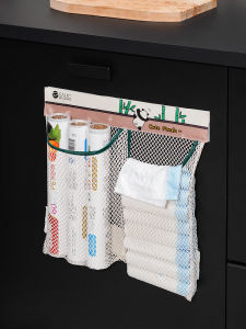 กระสอบพลาสติกติดผนังแบบมีฮาร์ดแวร์ ความจุขนาดใหญ่ สำหรับเก็บขยะในครัว ช่องเก็บของแบบมีซิป ที่เป็นมิตรกับสิ่งแวดล้อม