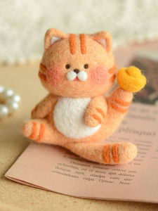 Mặt Dây Chuyền Móc Khóa Bằng Vải Lông Cừu Thủ Công DIY Hình Mèo Cặp Đôi Quà Tặng Gói Vật Liệu Thêu Thủ Công DIY