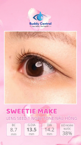 (1 chiếc lẻ) Lens SEED 1 ngày màu Sweetie Make full độ cận - Buddy Central