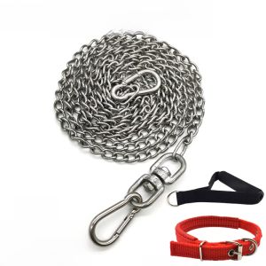 Stainless Steel Dog Leash Twist Chain Medium Large Dogs Golden Retriever Husky German Shepherd Durable Pet Accessories