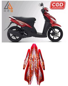 Stiker Striping Lis Les Motor Yamaha Mio Smile 2011 Merah Standar Full Set