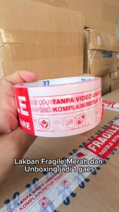 Lakban Fragile Merah Unboxing Jangan Dibanting 50 meter