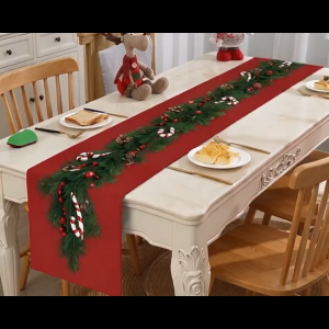 O-KAY 180×40CM Christmas Table Runner Flag Cover Nutcracker Soldier Snowman Kitchen Decoration Party