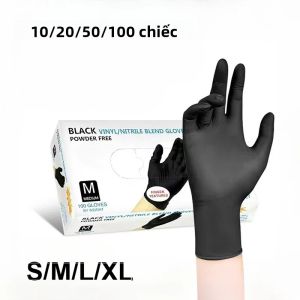 10-100 Chiếc Găng Tay Nitrile Màu Đen Dùng Một Lần Không Chứa Cao Su Chống Thấm Nước Bền Đẹp Cho Nhà Bếp Chế Biến Thực Phẩm An Toàn Làm Việc Không Dệt Lớp Lót Mịn