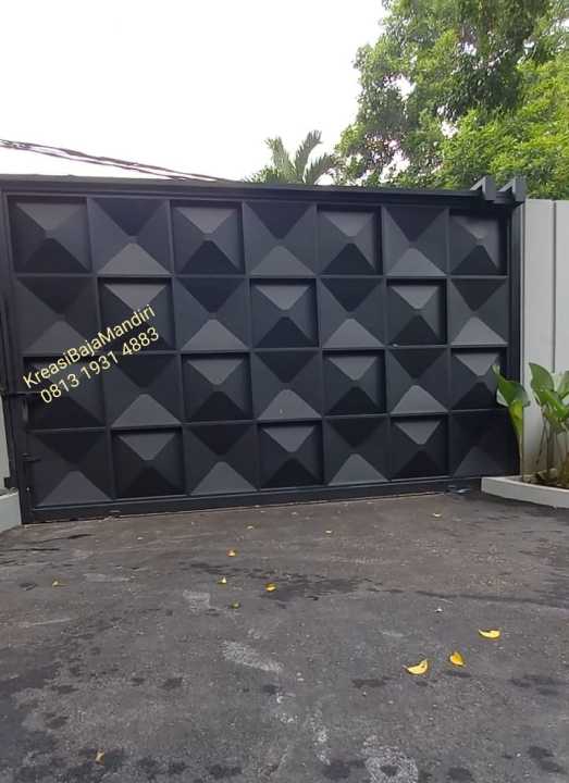 Pintu gerbang minimalis modern 3D / pintu gerbang custom bahan plat besi