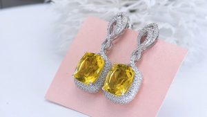 Lohaspie Jewelry Real 12.39 Carats Solid Sterling Silver 925 Stud Earring Original Natural Yellow Fluortie Stud Earring Gemstone Earring Silver Women Fashion Earring Silver Jewelry