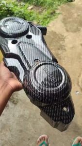 2pcs PAKETAN AEROX OLD/LEXI COVER CVT DAN TUTUP FILTER SATU SET CARBON GLOSSY