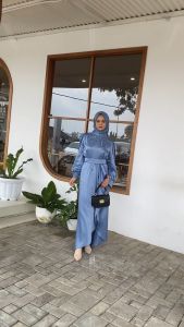 Sarayu Dress Berkaret Gamis Jussy Satin Premium: Baju Lebaran Kondangan & Wisuda