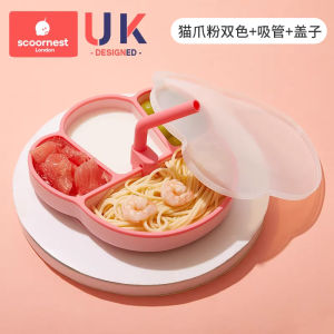 Baby Silicone Plate Suction Cup Style Training Utensils Set Child Food Dish Spoon Dinnerware Set for Babies And Toddlers