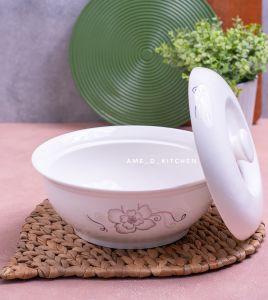 Basi tutup keramik 10" bunga silver