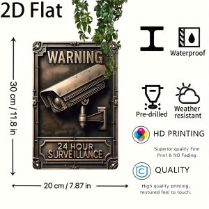 24 Hour Surveillance Iron Plaque Vintage Metal Wall Sign for Home Bar Garage Decor