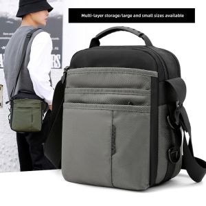 Mens Oxford Cloth Large Capacity Simple Fashion Casual Shoulder Bag Multi-Layer Multi-Functional Durable Daily Messenger Bag