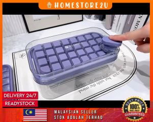 64 pcs ice cube tray maker silicone storage with cover grid mold mould bekas ais batu box simpan letak buat peti sejuk