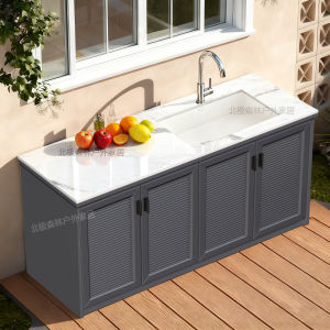 Outdoor Ceramic Wash Basin Integrated Operation Table Storage Cabinet Waterproof Sunscreen Balcony Sink Laundry Pool