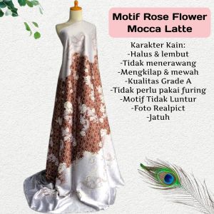 Kain Mengkilap Dr Silk Motif Rose Flower harga setengah meter