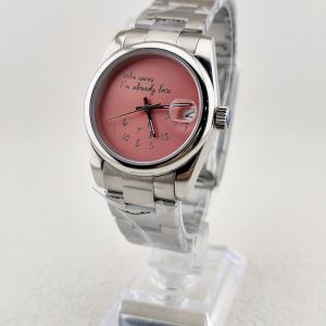 NEW NH35 Watch Who cares im already late NO LOGO Watch 36mm/39mm Metallic text texture Matte Dial Sapphire Glass NH35 Movement