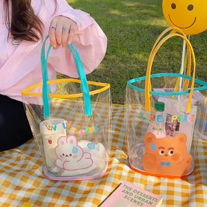 LITTLE DAISY | TAVIA Transparent Tote Bag Korean / Tas Jinjing Wanita / Kartun Jelly Tas Wanita Anti Air Tas PVC Tas Tangan
