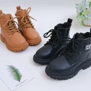 Future seeds ankle boots for kids boy zip boots black shoes for kids size 25-28