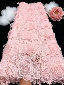 OLEVO | 3D Embroidered Guipure Cupion Lace Skin Friendly African Cord Fabric Middle East Wedding Formal Mermaid Lady Gown with Appliques