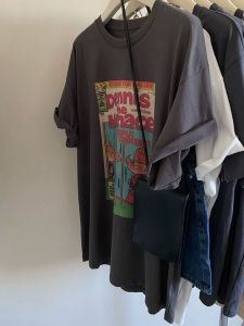 Extra Large Size 150.00kg Hong Kong Style Retro Wide Loose Shoulder Short Sleeve T-shirt Female Chubby Girl Small Casual Half Sleeve Top Summer
