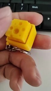 1/2/3Pcs Cheese KeyChain Keyboard Stress Relief Fidget Button Cheese Keycap Fidget Clicker Keyboard Pendant Finger Party Gifts
