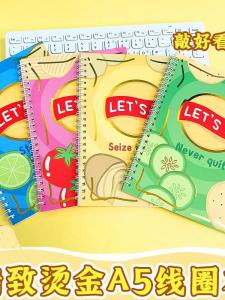 Creative Student Notebook Gold Stamping Horizontal Line Notebook Cartoon Series Study Office Memo Notebook A5 Size White Paper