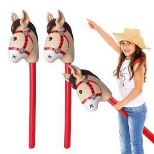 2pcs Inflatable Horsehead Stick Inflatable Balloon Cowboy Cowgirl Farm Animal Theme Birthday Party Decoration Childrens Toys