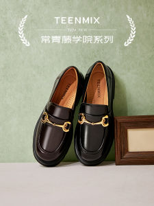 Teenmix Retro Thick Bottom British Style Flats Womens Casual Leather Shoes Seasonal New Model Comfortable round Toe Flats