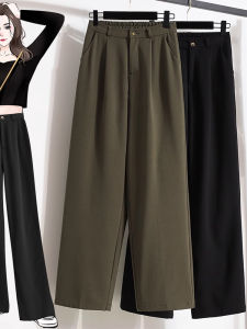 กางเกงขายาวทรงหลวมลำลองสำหรับผู้หญิงในฤดูใบไม้ผลิและฤดูใบไม้ร่วง กางเกงขายาวทรงตรงทรงหลวมไซส์ใหญ่สำหรับผู้หญิงไซส์ใหญ่