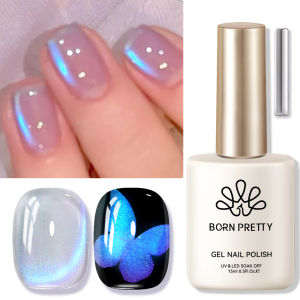 BORN PRETTY 10/15ml Blue Cat Magnetic GEL Aurora Ultra Shine Soak Off UV GEL เล็บเคลือบเงาฐานเจลที่จําเป็น