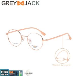 Grey Jack Frame Kacamata Tr90+Metal Model Bulat Korean Style Bisa Minus Antiradiasi Blueray Photocromic 91054