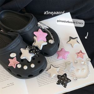 หัวเข็มขัดประดับโซ่สีสันสดใสสำหรับรองเท้าผีเสื้อแบบ Y2K สำหรับผู้หญิง ดอกดาวเทียมสีสันสดใส ดีไซน์สุดเก๋