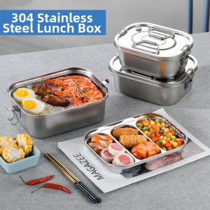 Stainless Steel Square Lunch Box With Lid and Handle