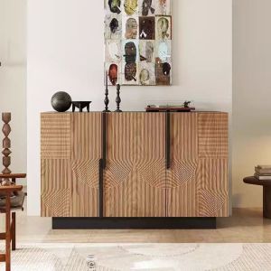 Nordic Style Solid Wood Mid-Century Modern Entrance Hall Cabinet Living Room Storage Organizer Designer Tea Water Cabinet