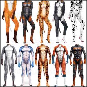 Halloween 3D Animal Print Couple Tight Jumpsuit