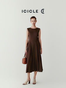 Long A-Line Dress Icicle Womens Summer Linen Blend Elastic Plaid Dress Commute Simple Pure Color Skirt Style