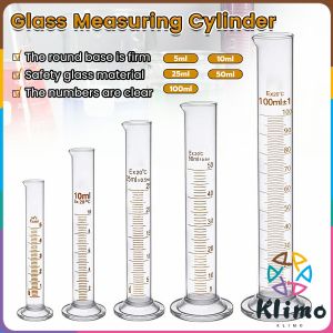 KLIMO Glass Measuring Cylinder 5ml/10ml/25ml/50ml/100ml Laboratory Measure Tube