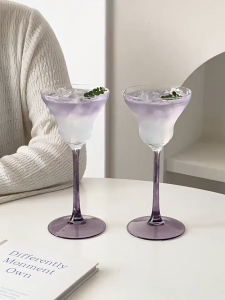 Purple Goblet Glass Cup Creative Art Flutes Party Barware