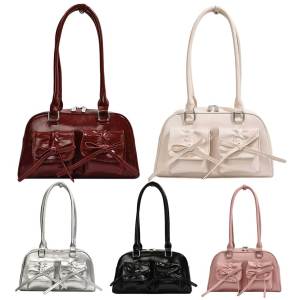 Elegant Women Cross Body Bag with Bow PU Leather for Daily Commuting and Casual Shopping