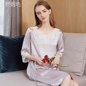 Silk Sleep Dress Loose Pure Color French Style Summer