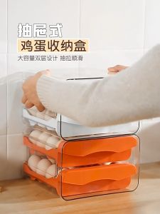 Box Akrilik Penyimpan Telur 32 Lubang Egg Box Laci 2 Susun Organizer Dapur Kulkas Anti Pecah
