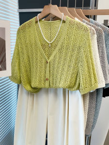 JIANDIYA | Lace V-Neck Loose Lazy Outerwear Short Sleeve Blouse