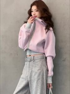 MIUCO | Bộ Áo Hoodie Màu Xám Hồng Phong Cách Hàn Quốc Ngọt Ngào Và Mát Mẻ